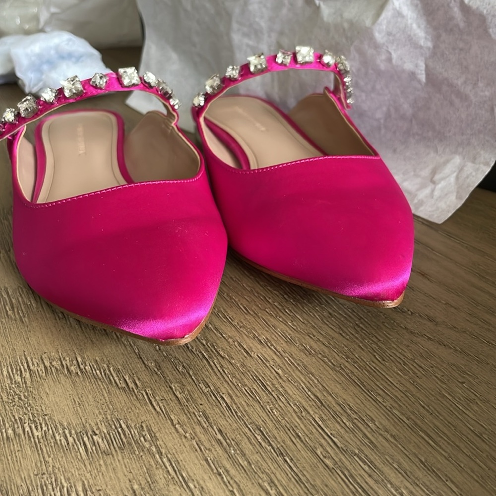 Banana Republic Pink Satin Embellished Strap Mule - Like New In Box - Picture 17 of 17